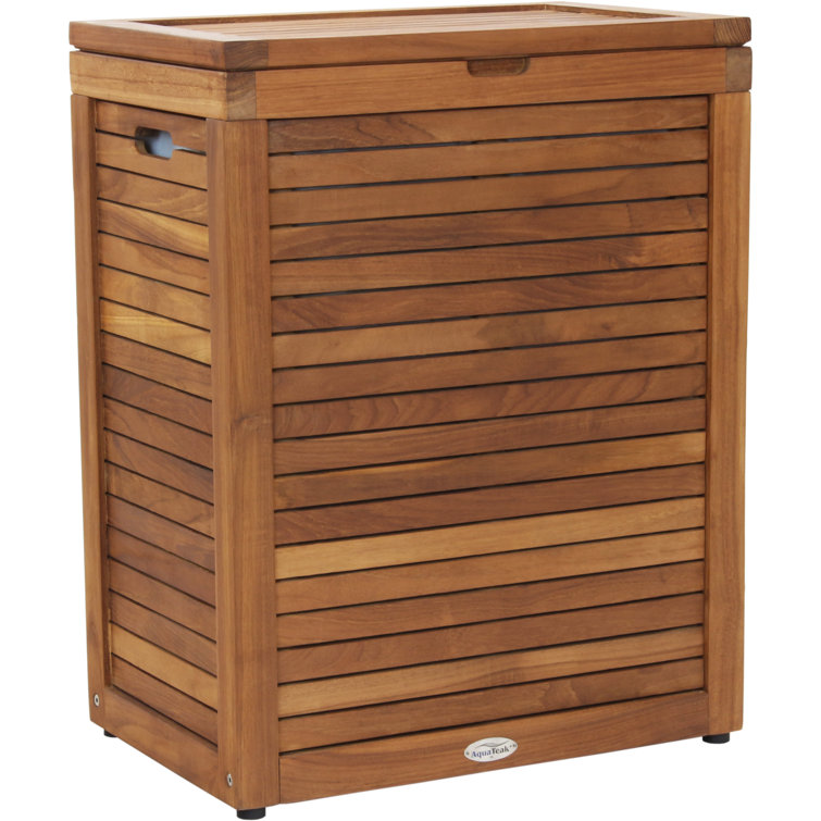 Teak Wood Large Rectangular Storage Hamper with Lid
