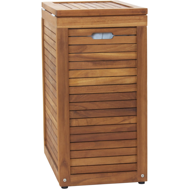 Teak Wood Large Rectangular Storage Hamper with Lid