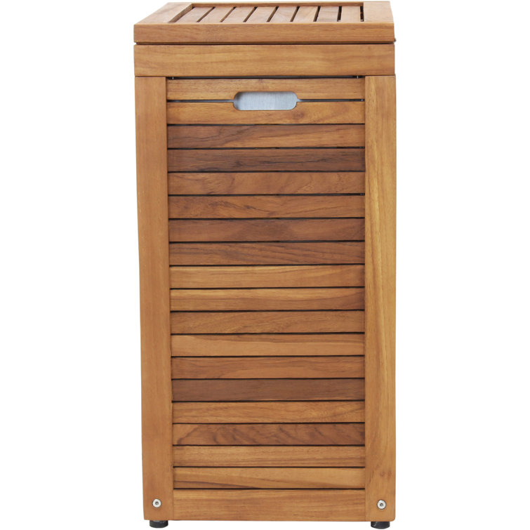 Teak Wood Large Rectangular Storage Hamper with Lid