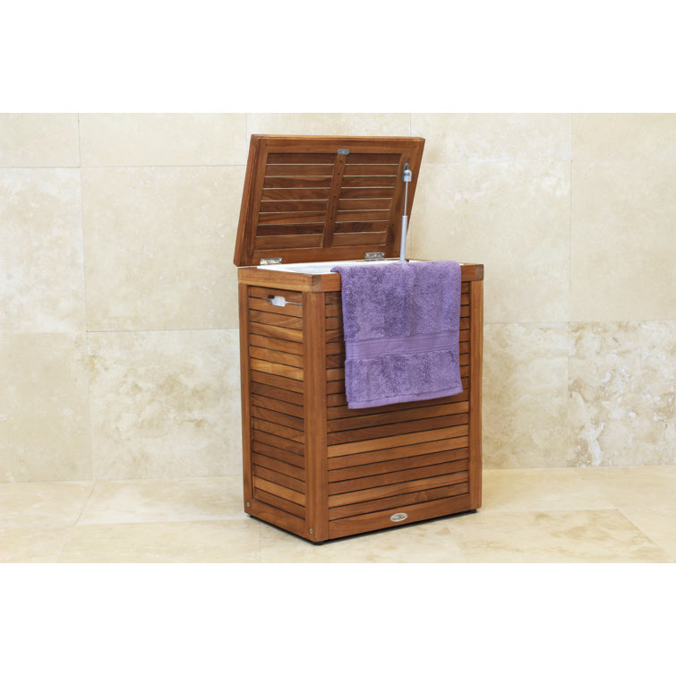 Teak Wood Large Rectangular Storage Hamper with Lid