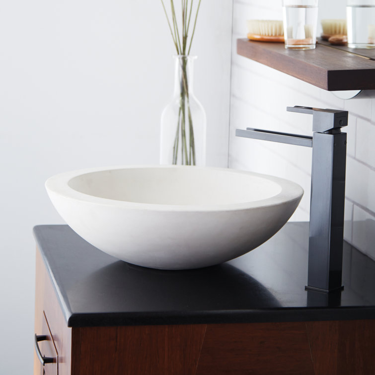 Ash Round Concrete Vessel Bathroom Sink, 17-inch