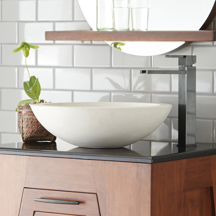 Ash Round Concrete Vessel Bathroom Sink, 17-inch