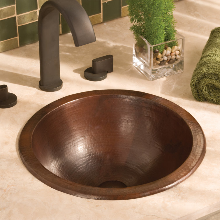 Palomar Copper Bathroom Sinks Hand Hammered Circular Dual Mount