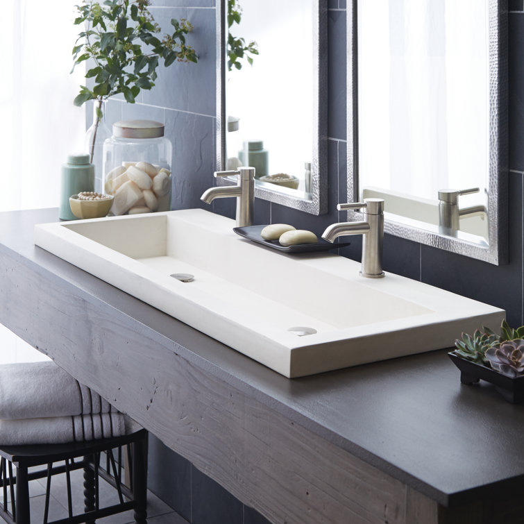 Charcoal Concrete Handmade Rectangular Drop-In Bathroom Sink