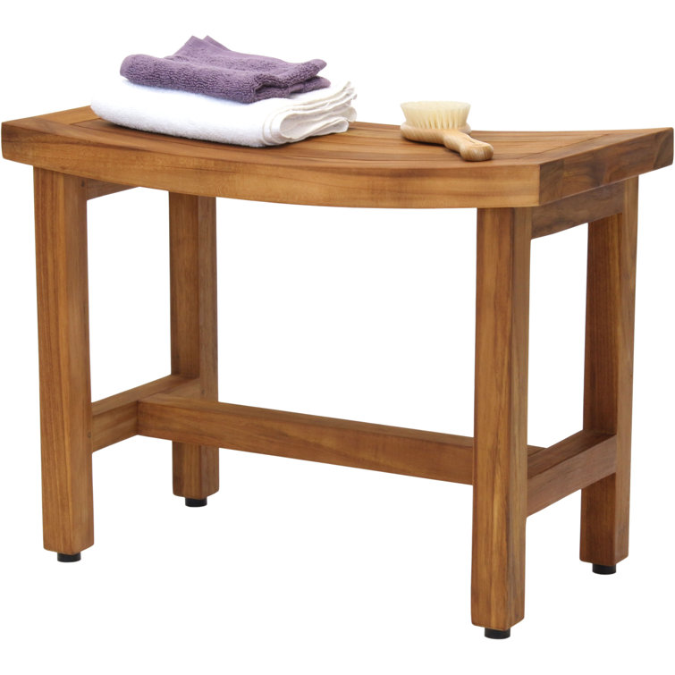 Sumba Lotus 24" Teak Shower Bench with Rubber Feet