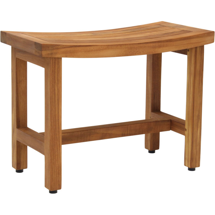Sumba Lotus 24" Teak Shower Bench with Rubber Feet