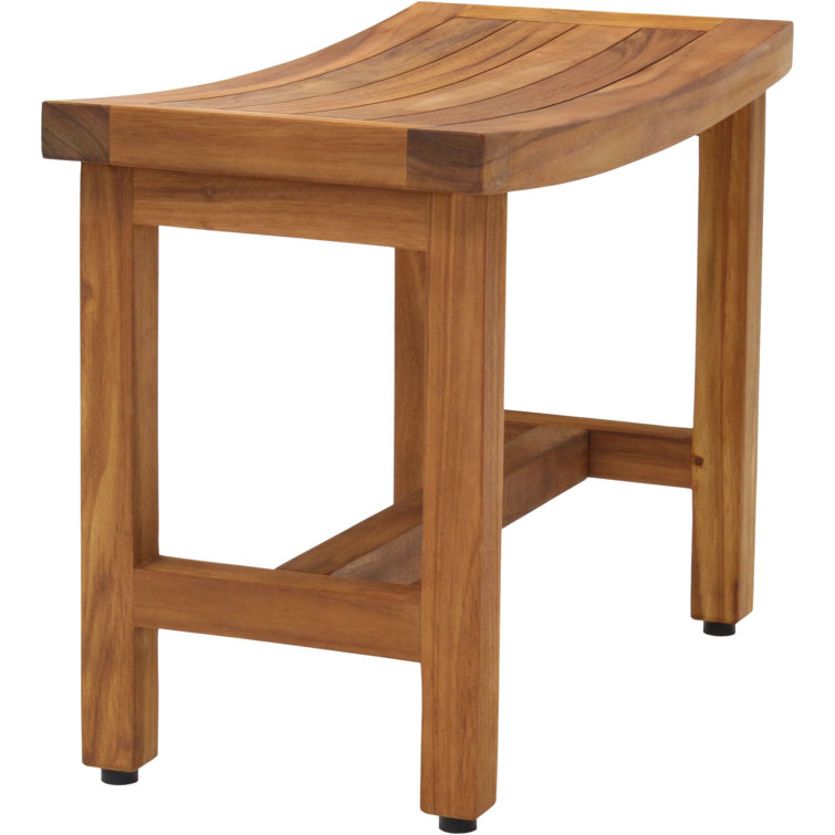 Sumba Lotus 24" Teak Shower Bench with Rubber Feet