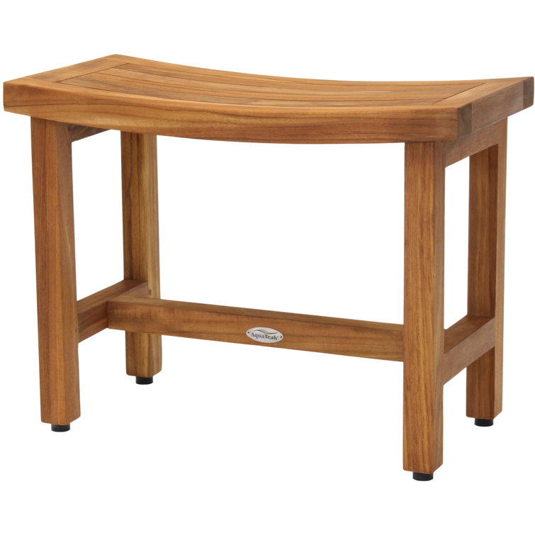 Sumba Lotus 24" Teak Shower Bench with Rubber Feet