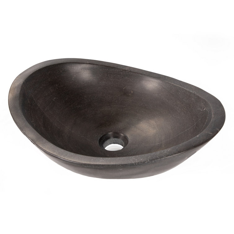 Honed Black Limestone Canoe Shaped Bathroom Sink
