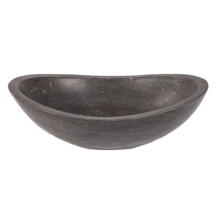 Honed Black Limestone Canoe Shaped Bathroom Sink
