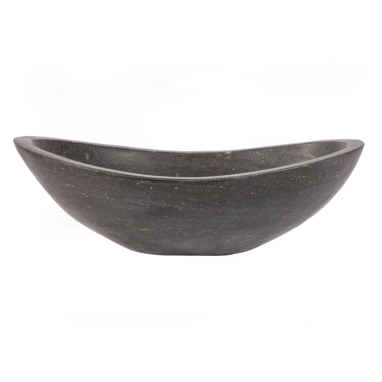 Honed Black Limestone Canoe Shaped Bathroom Sink