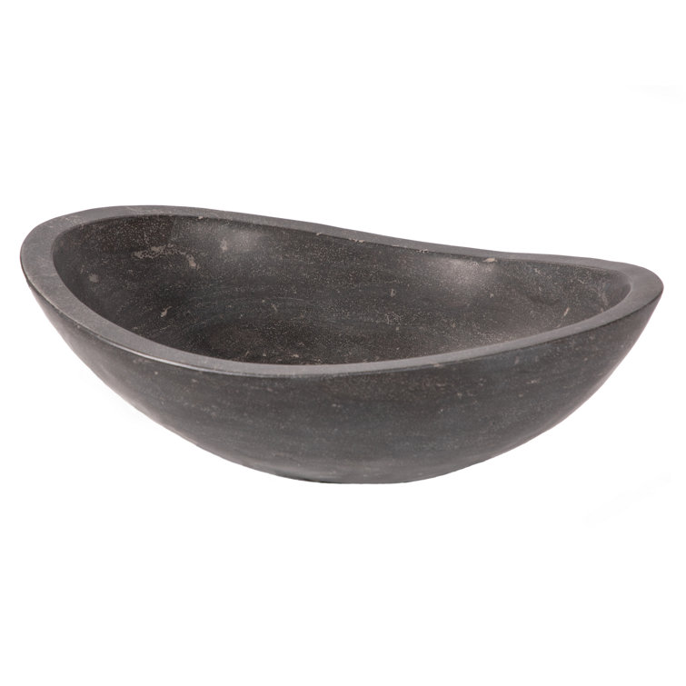Honed Black Limestone Canoe Shaped Bathroom Sink