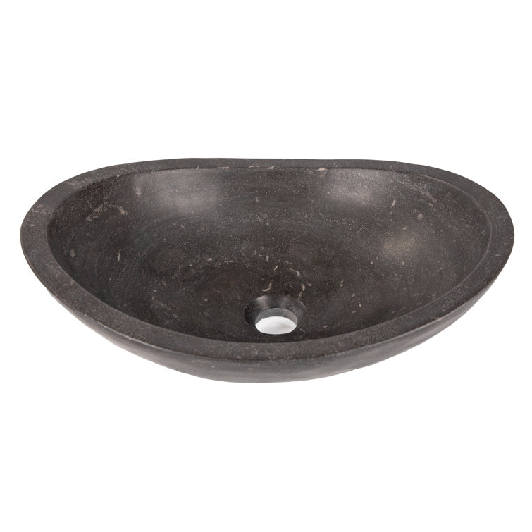 Honed Black Limestone Canoe Shaped Bathroom Sink