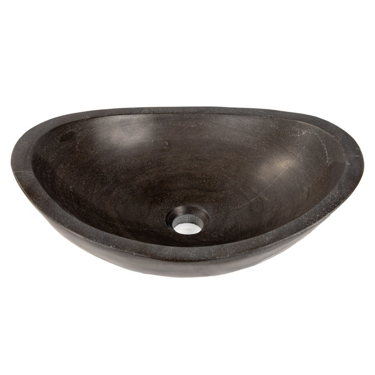 Honed Black Limestone Canoe Shaped Bathroom Sink