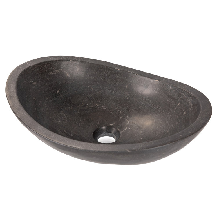 Honed Black Limestone Canoe Shaped Bathroom Sink