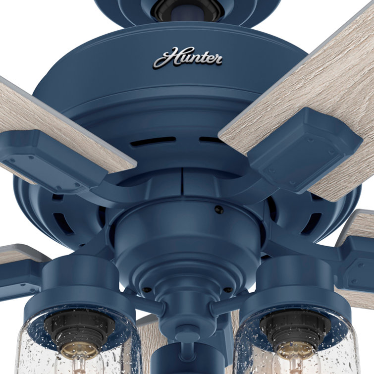 Hartland Indigo Blue 52" Ceiling Fan with Clear Seeded Glass Lighting
