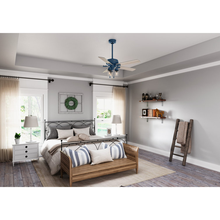 Hartland Indigo Blue 52" Ceiling Fan with Clear Seeded Glass Lighting