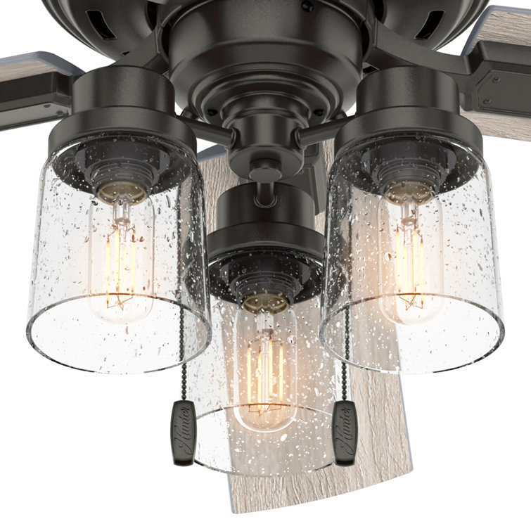 52" Noble Bronze and Light Gray Oak Chandelier Ceiling Fan with Lighting