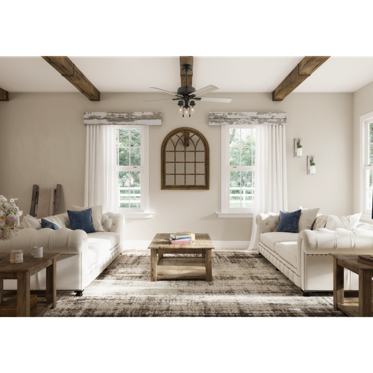 52" Noble Bronze and Light Gray Oak Chandelier Ceiling Fan with Lighting
