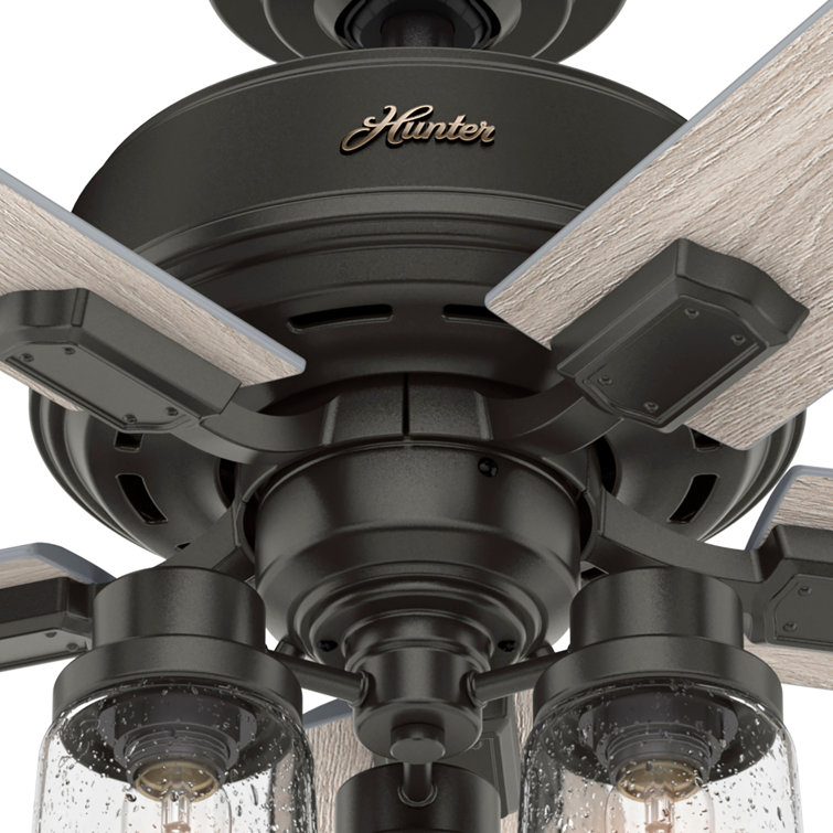 52" Noble Bronze and Light Gray Oak Chandelier Ceiling Fan with Lighting