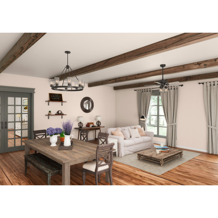 52" Noble Bronze and Light Gray Oak Chandelier Ceiling Fan with Lighting