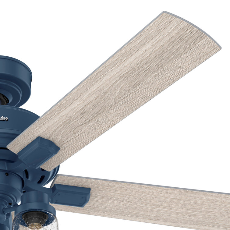 Hartland Indigo Blue 52" Ceiling Fan with Clear Seeded Glass Lighting