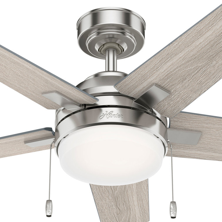 Hunter 44" Brushed Nickel Ceiling Fan with Light Gray Oak Blades