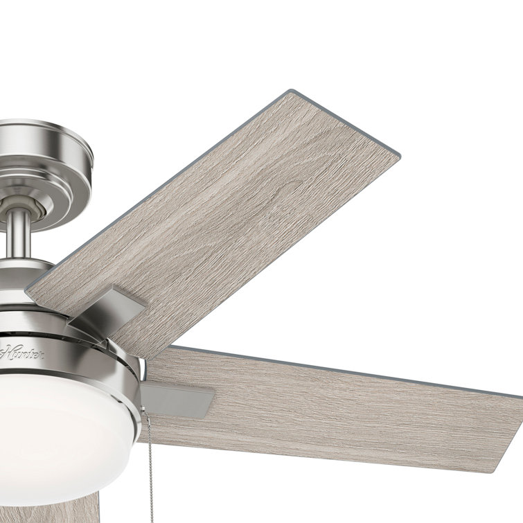 Hunter 44" Brushed Nickel Ceiling Fan with Light Gray Oak Blades