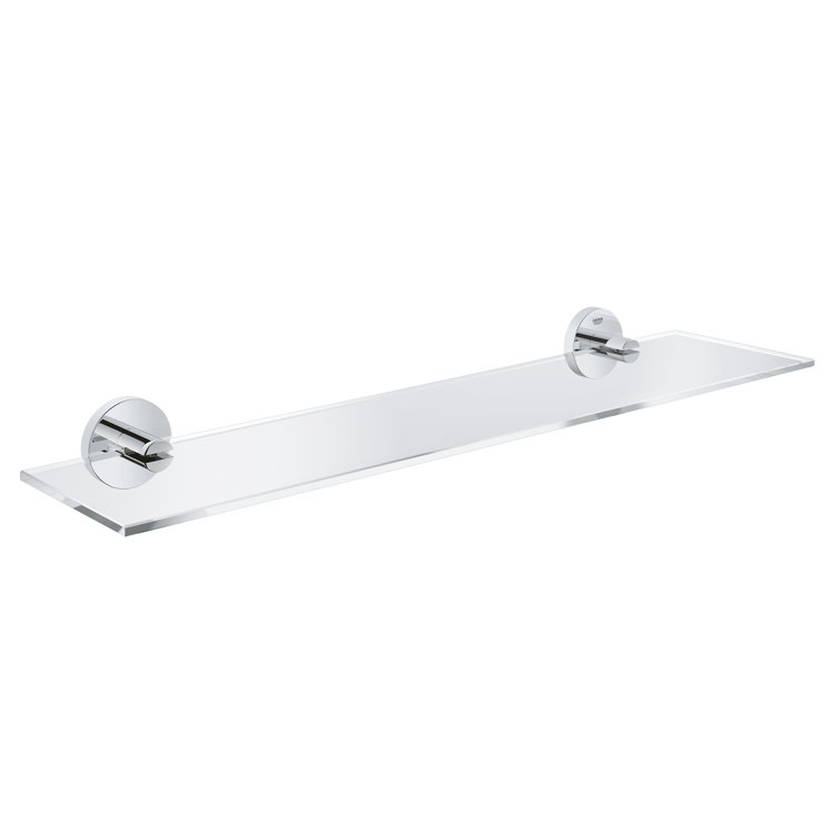 Modern Chrome Glass Wall-Mounted Bathroom Shelf