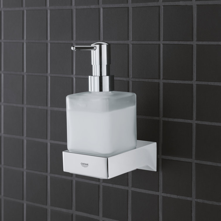 Modern Chrome and Frosted Glass Wall-Mount Soap Dispenser