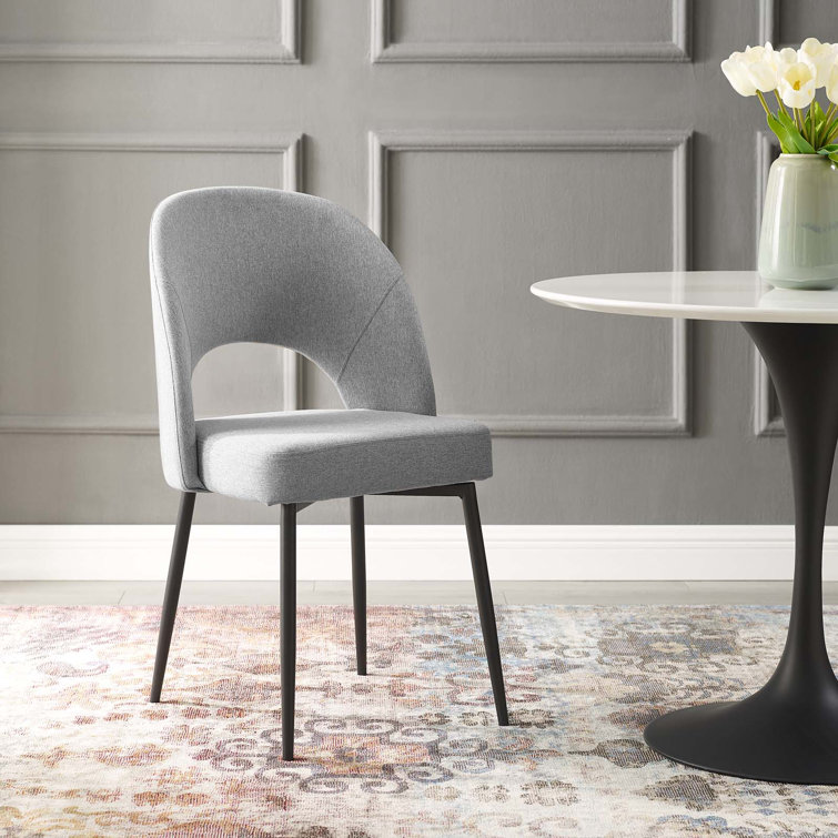 Elegant Mid-Century 33.5" Black and Light Gray Upholstered Side Chair