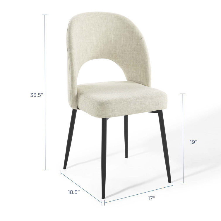 Black Beige Upholstered Bentwood Dining Side Chair with Metal Legs