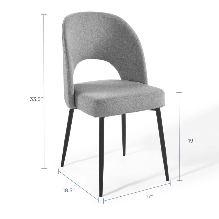Elegant Mid-Century 33.5" Black and Light Gray Upholstered Side Chair
