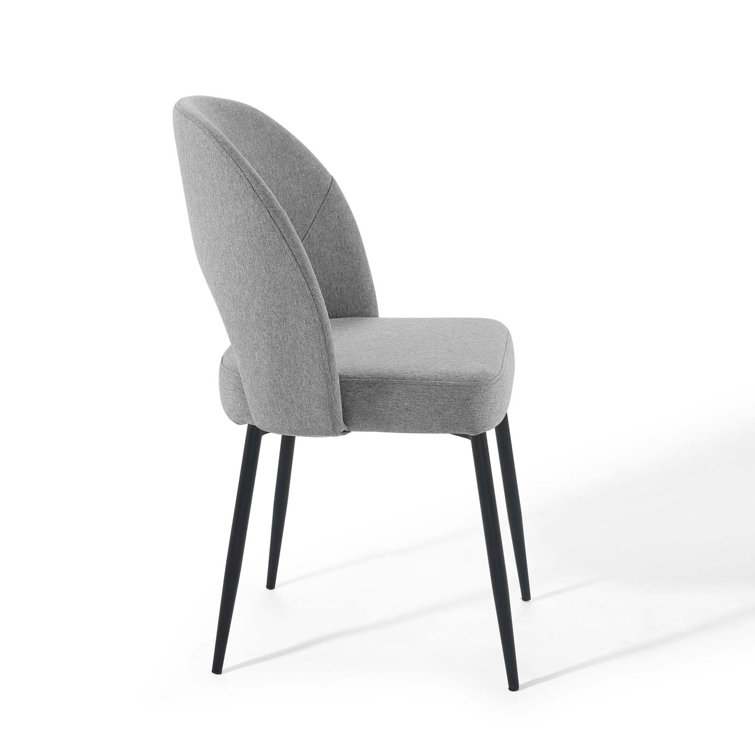 Elegant Mid-Century 33.5" Black and Light Gray Upholstered Side Chair