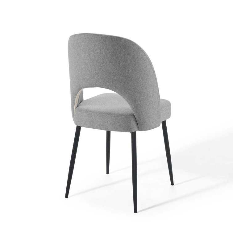 Elegant Mid-Century 33.5" Black and Light Gray Upholstered Side Chair