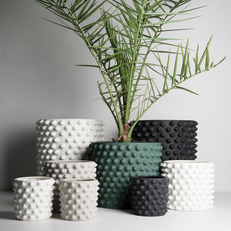 Gray Textured Ceramic Indoor Pot Planter