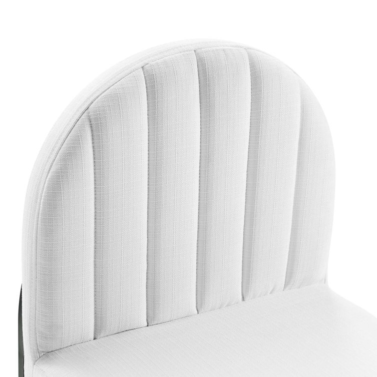 White Channel Tufted Upholstered Dining Side Chair with Black Metal Frame