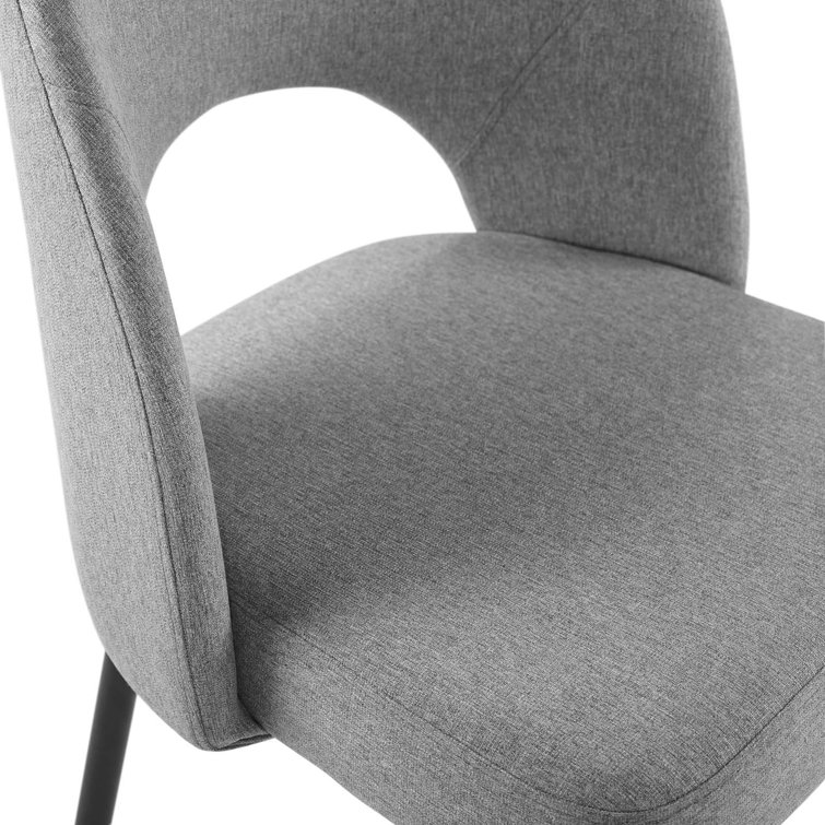 Elegant Mid-Century 33.5" Black and Light Gray Upholstered Side Chair