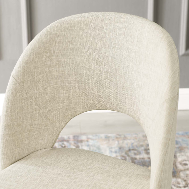 Black Beige Upholstered Bentwood Dining Side Chair with Metal Legs