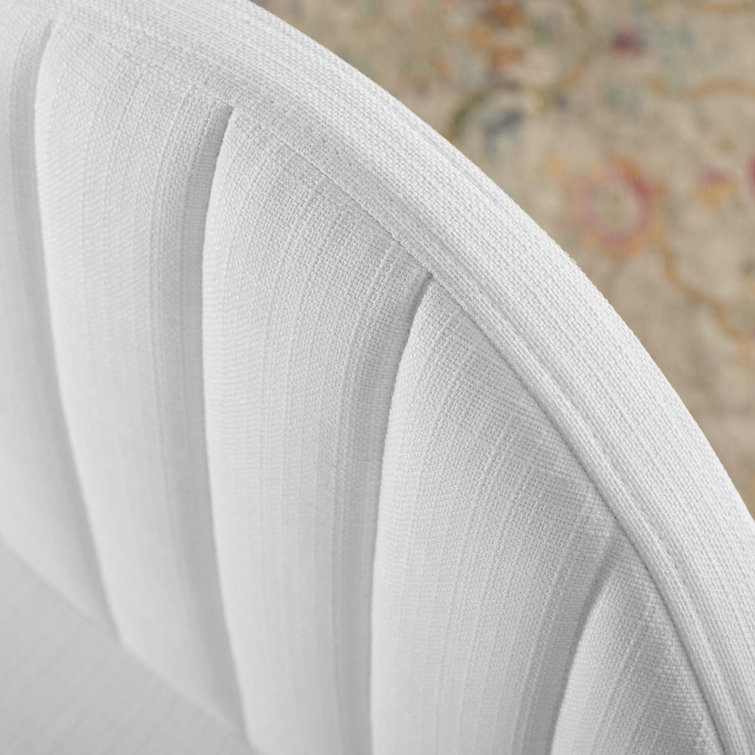 White Channel Tufted Upholstered Dining Side Chair with Black Metal Frame