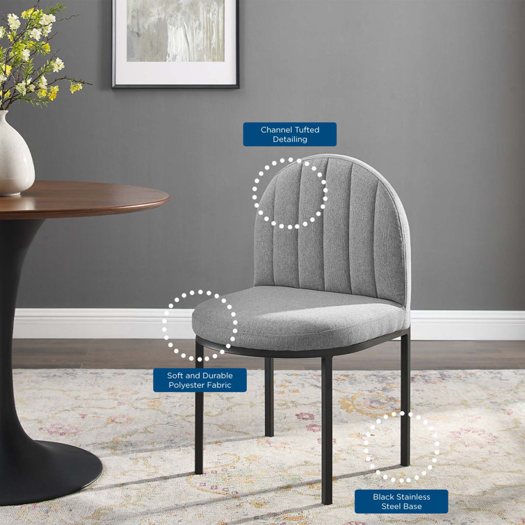 Isla Light Gray Upholstered Dining Side Chair with Black Metal Frame