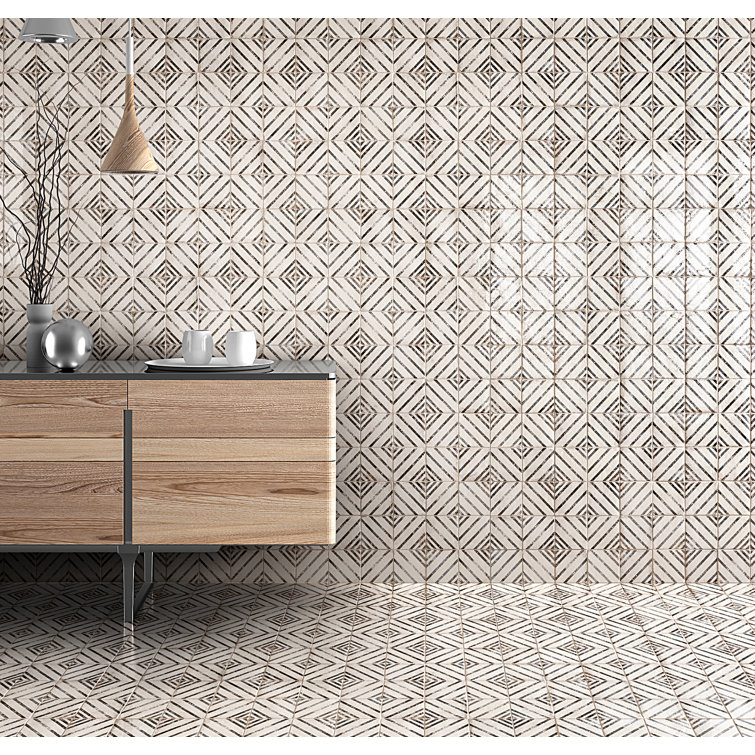 Vivace 4'' x 4'' Porcelain Water Resistant Bathroom Wall Tile