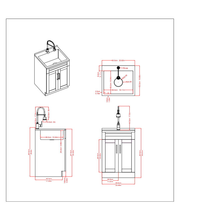 Hennessy 24" White Laundry Cabinet with Stainless Steel Sink
