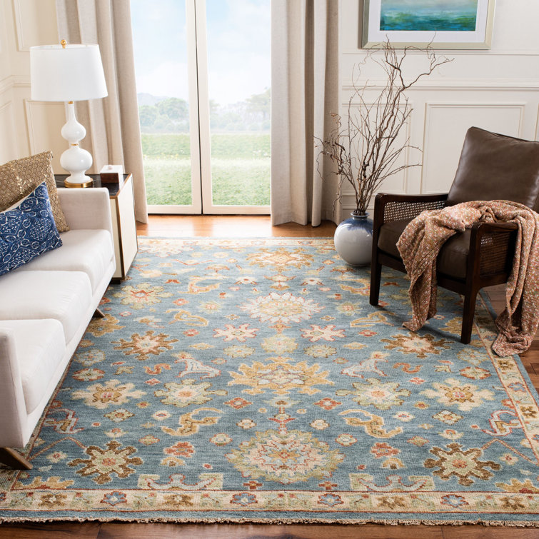 Samarkand Blue Hand-Knotted Wool Area Rug 9' x 12'