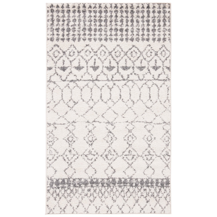 Ivory Grey 24" Round Hand-Knotted Boho Chic Area Rug