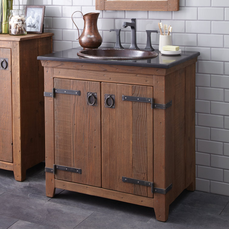 Rustic Chestnut Solid Wood 30" Single Freestanding Vanity Base