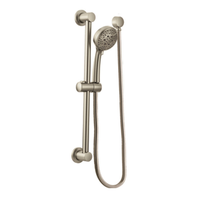 Brushed Nickel Handheld Showerhead with Adjustable Slide Bar
