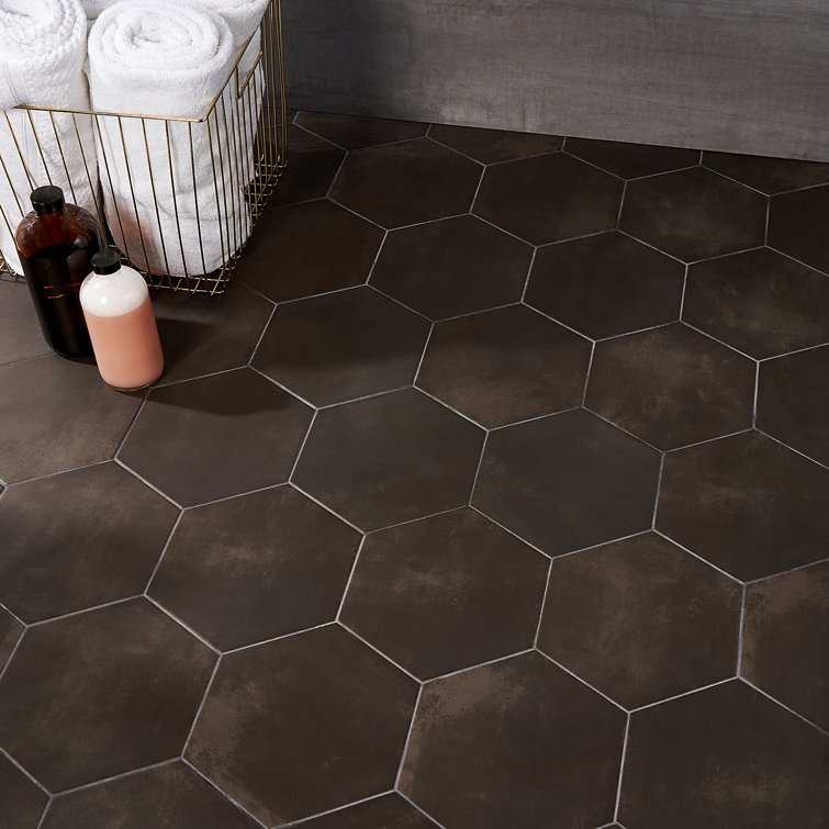 Eclipse Black Matte Porcelain Hexagon Floor and Wall Tile