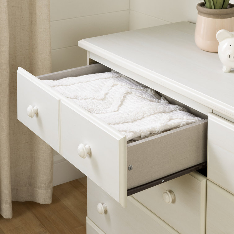 White Wash Coastal Double Dresser with Soft Close Drawers