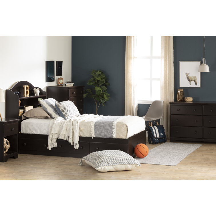 Summer Breeze Blue Twin Wood Platform Bed with Storage